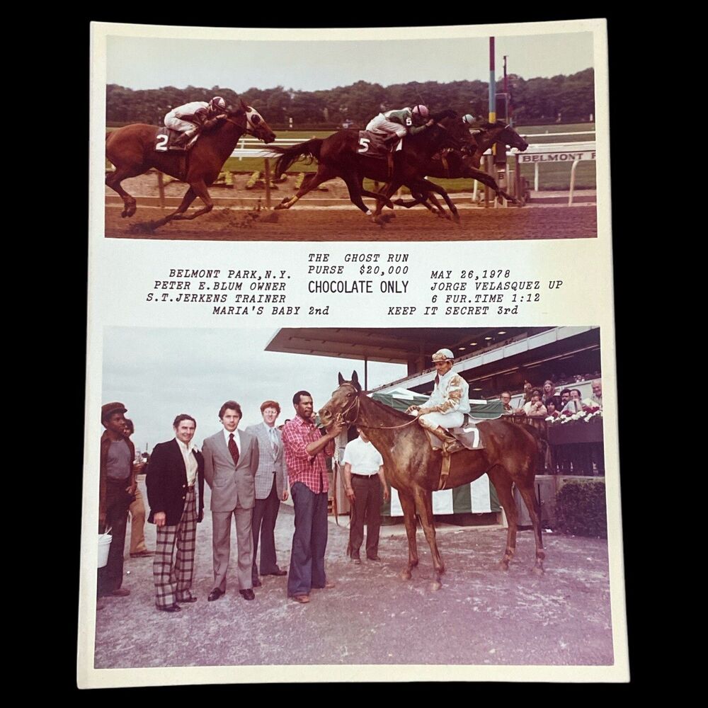 Vintage 1978 Belmont Park Winner Circle Photo Chocolate Only Jerkens